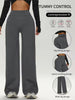 Ladies High-Waist Butt-Lifting Wide Leg Yoga Pants Soft Elastic Straight Fitness Trousers Skin-Friendly High Elasticity