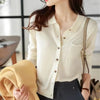 Women's Elegant Spring Knitted Cardigan Wool Polo Neck With Pockets Solid All-Match Casual Soft Tops Coats ZB1047006