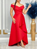 Off Shoulder Evening Dress Women Solid Maxi Long Dresses With Sleeves Wedding Bridesmaid Elegant Party Dresses Woman