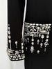High Street Designer Women's Long Sleeve Notched Collar Rhinestone Diamonds Beading Maxi Long Dress
