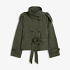 Women's Solid Color Trench Coat Stand Collar Double Breasted Waist Tie Elegant Commuter Casual Loose Comfortable Warm Outfit