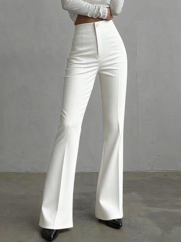 Ladies' autumn solid color casual elegant commuting high waisted straight leg pants suitable for daily outings office commuting