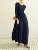Pleated Long Sleeve Flower Bud Dress Spring Lantern Long Casual Elegant Dresses Dubai Abaya Women Designer Clothes