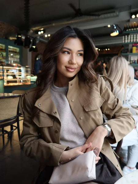 Spring Stand Collar Trench Coats For Women Y2K Long Sleeve Pockets Waist Jacket Street Lady Single Breasted Outerwear