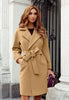 Women's Winter Coat Jaet Irt Tops Street Sle Thiened Cotton Wool Blend Knot Splicing Design Ladies Outwear