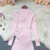 Chic Sexy Wrap Hips Knitted Mini Dress Y2K Aesthetic 3D Bows Bodycon Party Dress Streetwear Lady Dress