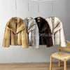 Winter Exclusive Striped Faux Fur Jacket Women Overcoat Brand Blogger Fluffy Fox Fur Collar Coat Outerwear