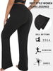 Plus Size Ladies High-Rise Flared Leggings for Yoga and Workout Features Tummy Control and a Stylish Bell-Bottom Design in Sizes