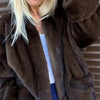 Women's Oversized Coats V-neck Long Sleeve Pocket Faux Fur Jackets Winter Female Furry Solid Loose Fitting Jacket Outerwears