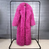 Colorful Women's Furry Coat Rose Pink Faux Fur Coat Suit Collar Autumn Winter Thick Cardigan Long Overcoat Chic 2DB5859