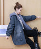 Winter Women Lamb Wool Thick Denim Jacket 3XL Loose Hooded Windbreaker Coat Casual Zipper Jeans Outerwear Warm Parkas