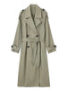 Women With Belt Solid Double Breasted Trench Vintage Lapel Neck Long Sleeves Female Chic Lady Outfits