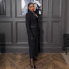 Women OL Work Double Breasted Notched Long Sleeve Maxi Dress Spring Sexy Night Elegant Party Street Long Dresses