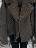 Winter Faux Fur Collar Padded Jacket Women Army Green Oversized Warm Thick Coat Drawstring Waist Streetwear Chic Tops