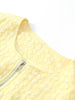 Women Yellow Jacquard Bomber Jacket Round Neck Zipper Long Sleeve Loose Cropped Coat Lady High Street Daily Outerwear