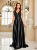 Elegant Sequins Evening Dress For Women Deep V-neck Satin Prom Party Green Dress Floor Length Blue Formal Gowns