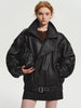 Spring Autumn Cool Brown Oversized Pu Leather Jacket Women Long Sleeve Zip Up Designer American Retro Clothing