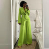 Street OL Work Women's Set Long Sleeve Blazers Tops and Wide Leg Pants Suit Fall Vacation Two 2 Piece Set Outfits