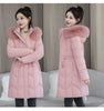 Winter Down Cotton Jacket Women Korean Cotton-Padded Thicken Warm Mid Long Hooded Parkas Slim Coat Female Casual Ladies Tops