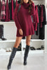 Women's Dress 2-piece Knitted Sweater Turtleneck Lace Loose Drop Shoulder Long Sleeve Female's Mini Skirt