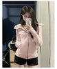 Streetwear Black Hoodie Coat Women's Clothing Hooded Zipper Slim Fit Y2k Jackets Casual Sweatshirts Tops Ropa Mujer