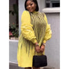 Plus Size Women Pleated Dress Hand Shaken Flower Beaded Temperament Elegant African Prom Big Stretch Clothing