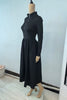 Black Long Dresses for Women Korean Simple High Waist Zipper-Up Turtleneck A-Line Dress Ladies French Style High Street Vestidos