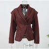 Vintage Oversized Suede Leather Jacket Women Shoulder Pad Full Sleeve One Button Coat autumn Lady Chic Bomber Streetwear