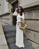 Pleated Wavy Knit Maxi Dress For Women Lace-up Long Sleeve Loose Casual Sweater Dress Female Party Clothes Solid Elegant