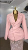 Fallfleshness Women's Dress Set Blazer Tops and Lace See Though Midi Maxi Long Skirt Suit Two 2 Piece Sets Outfits