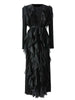 Ruffles Pleated Dress For Women Round Neck Long Sleeves Belt Dresses Female Festival Clothing Spring 2DA3661