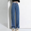 Woman Korean Double Buckle Design Jeans Female Winter Snow Warm Thermal Plush Pants Girls High Waist Denim Trousers