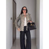 Women Chic Cropped Leopard Faux Fur Coat Contrast Black Fur Collar Cuff Button Short Furry Coats Lady Winter Chic Streetwear