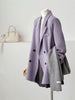 Women's Double-faced Woolen Coat Spring Autumn Suit Collar Double Breasted Long Sleeve Temperament Commuting Purple Jacket
