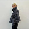 Women Stand Collar Spring Woolen Coats Single Breasted Loose Female Long Sleeve Jacket Office Lady Street Short Coat