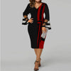 Plus Size Midi Dress for Women Elegant Print Party Dress Long Sleeve Dress
