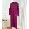 Puff Sleeve Pleated Dress Solid Color Long Length Women Loose Causal Elegant Dresses Designer Clothes Autumn 2DA1731