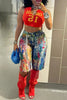 Denim Pants Women Retro Sexy Graffiti print Jeans Ripped Out Straight Trousers Street Embroidery Lady Pant