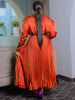 Plus Size Women's Dress Set Long Sleeve V-neck Blouse and Pleated Maxi Long Skirts Suit Birthday Two 2 Piece Set Outfits