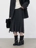 Women Woolen Blazer Coat Loose Casual Office Ladies Suit Jacket Striped Fish Tail Skirt Set Autumn Winter