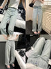 Women Blue Baggy Plaid Jeans Vintage Y2k Cowboy Pants Harajuku Aesthetic Denim Trousers Trashy Japanese 2000s Style Clothes