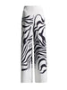 Casual Printing Two Piece Sets For Women Slash Neck Lantern Sleeve Tops High Waist Pant Loose Set Female