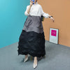 Diamond Pleated Maxi Dress for Women Full Sleeves Color Block Fold Turtleneck Loose Dresses Autumn 8GR2395