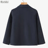 Women's Casual Lapel Neck Jackets 3/4 Sleeves Solid Color Button Up Lightweight Coats Spring Office Wear Woman Outerwear