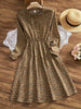 Corduroy Knee Length Dress Retro Pocket Elegant Women Dress