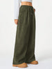 Women's Retro Corduroy Cargo Pants Casual Drawstring Straight Sports Pants Drape Daily Commuting Wide Leg Pants