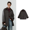 Women Coat Winter 100% Sheep Wool Corduroy Plaid Patterned Patchwork Woolen Coat