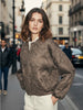 Chic Suede Embroidered Short Coats Women Casual Round Collar Full Sleeves Zipper Pockets Loose Coat Lady Daily Street Outerwear