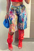 Denim Pants Women Retro Sexy Graffiti print Jeans Ripped Out Straight Trousers Street Embroidery Lady Pant
