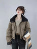 Women Coffee Black Short Parkas Thicken Warm Long Sleeve Lapel Cotton Padded Coat Vintage Winter Student Jacket Streetwear